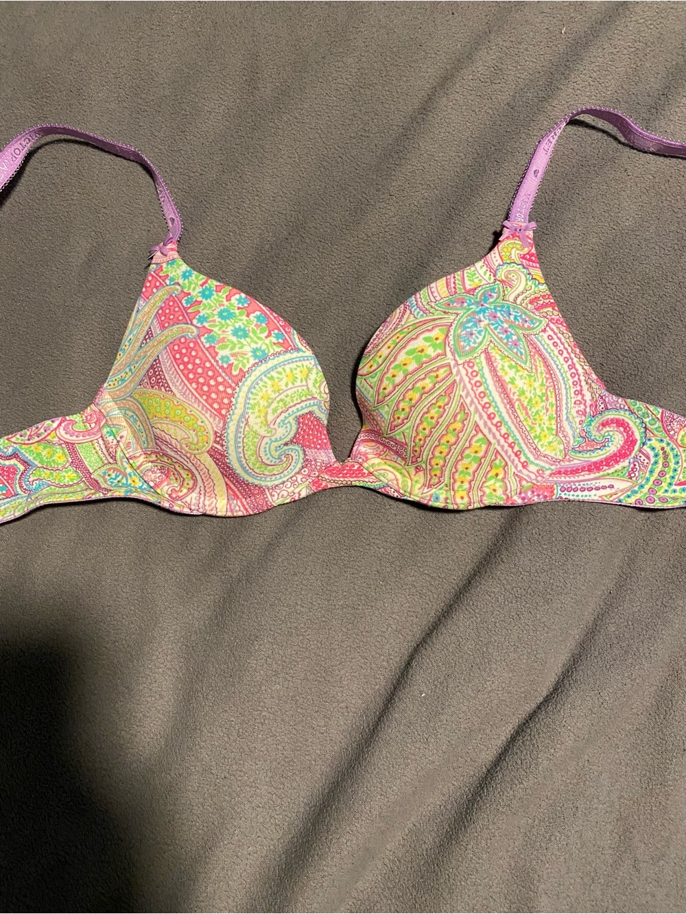 Victoria's Secret Paisley Push-Up Bra in Pink and Lime